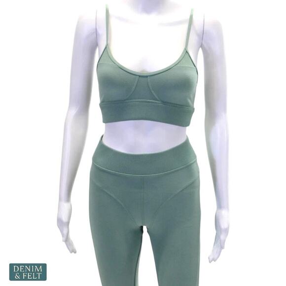 Alo Yoga Alosoft Head Start Bra & High Waist Legging Set XS Botanical Green - Picture 7 of 16